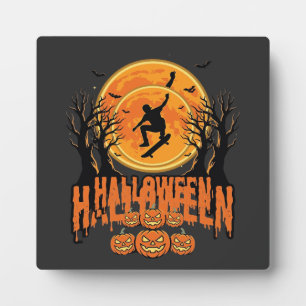 Halloween Skateboard Mond Design Halloween Fotoplatte