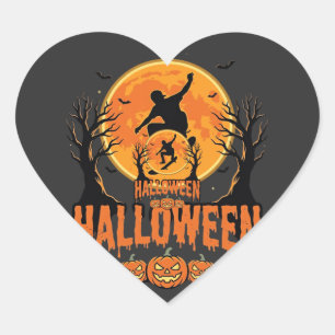 Halloween Skateboard Mond Design Halloween Herz-Aufkleber
