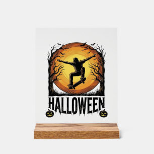 Halloween Skateboard Mond Vintage Vektor Design_1 Acrylschild