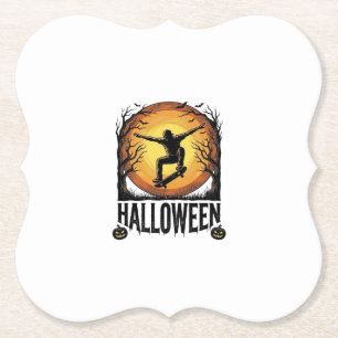 Halloween Skateboard Mond Vintage Vektor Design_1 Untersetzer