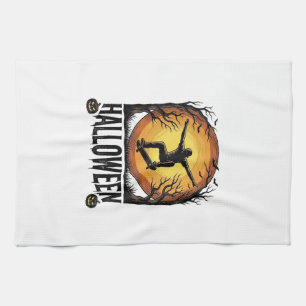Halloween-Skateboard-Mond-Vintage-Vektordesign_1 Geschirrtuch