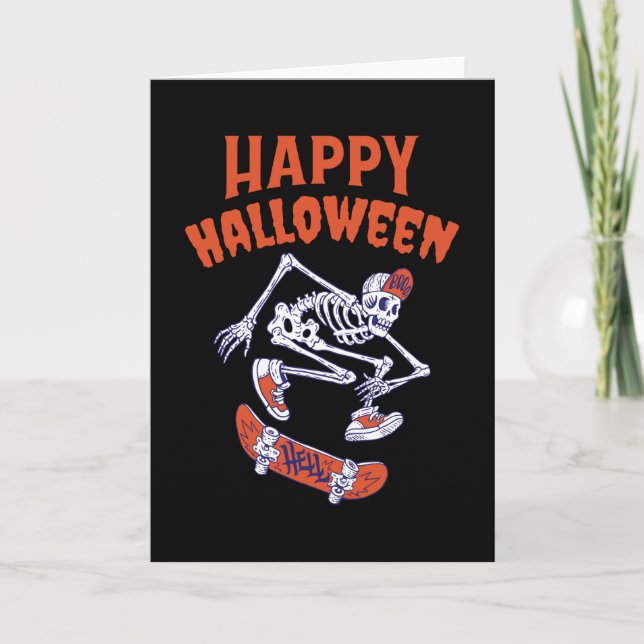 Halloween Skateboard Skelett Karte (Vorderseite)
