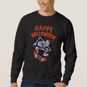 Halloween Skateboard Skelett Sweatshirt