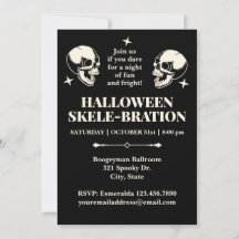 Halloween-Skele-Bräti-Fest-Einladung mit lachenden