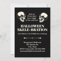 Halloween-Skelebration Lachende Schädel Einladung