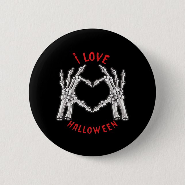 Halloween Skeletal Hands Herz Funny Sprichwort Button (Vorderseite)
