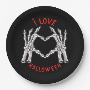Halloween Skeletal Hands Herz Funny Sprichwort Pappteller