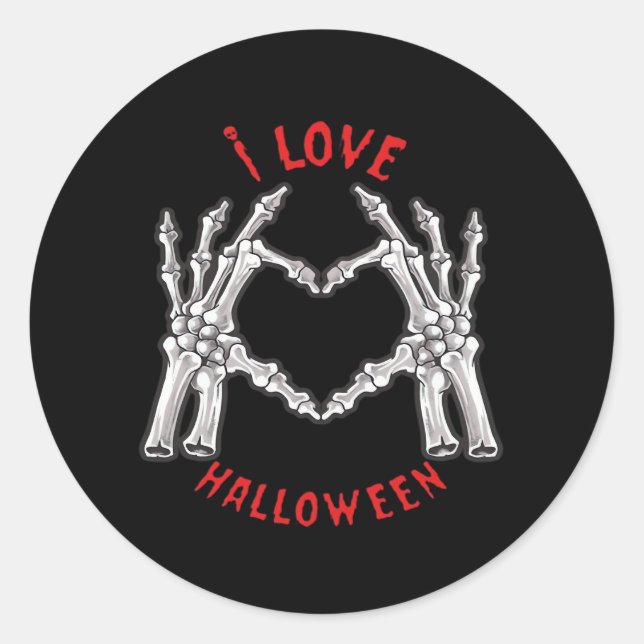 Halloween Skeletal Hands Herz Funny Sprichwort Runder Aufkleber (Vorderseite)