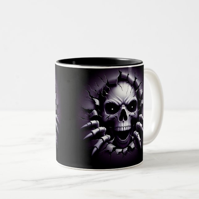 Halloween Skeleton 3 D Mug Zweifarbige Tasse (VorderseiteRechts)