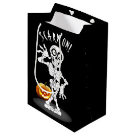 Halloween Skeleton auf Black Mittlere Geschenktüte