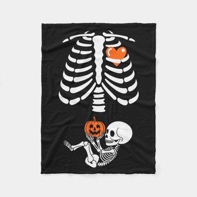Halloween Skeleton Baby Rib Cage Maternity Pregnan Fleecedecke (Vorderseite)