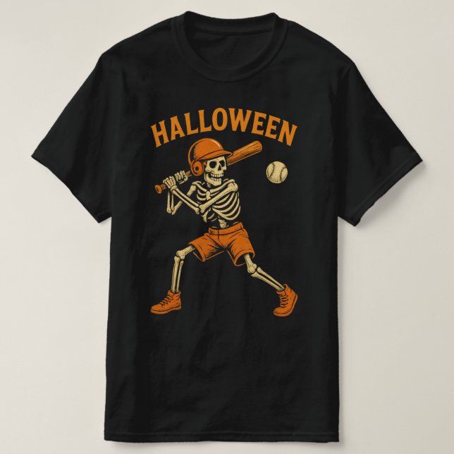 Halloween Skeleton Baseball T-Shirt (Design vorne)