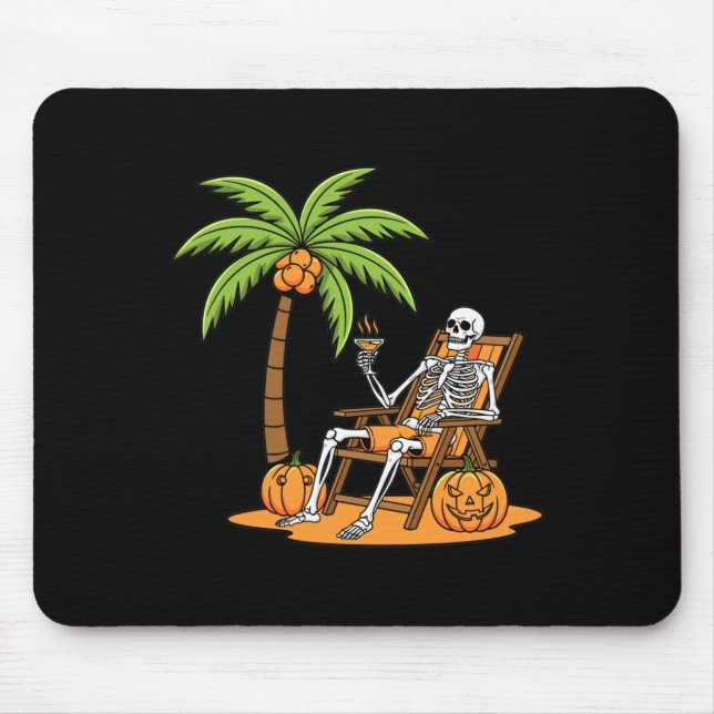 Halloween Skeleton Beach Vacation Palm Tree Pumpki Mousepad (Vorne)