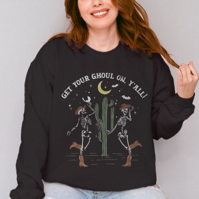 Halloween-Skeleton Boot Scooting Western Sweatshirt (Von Creator hochgeladen)