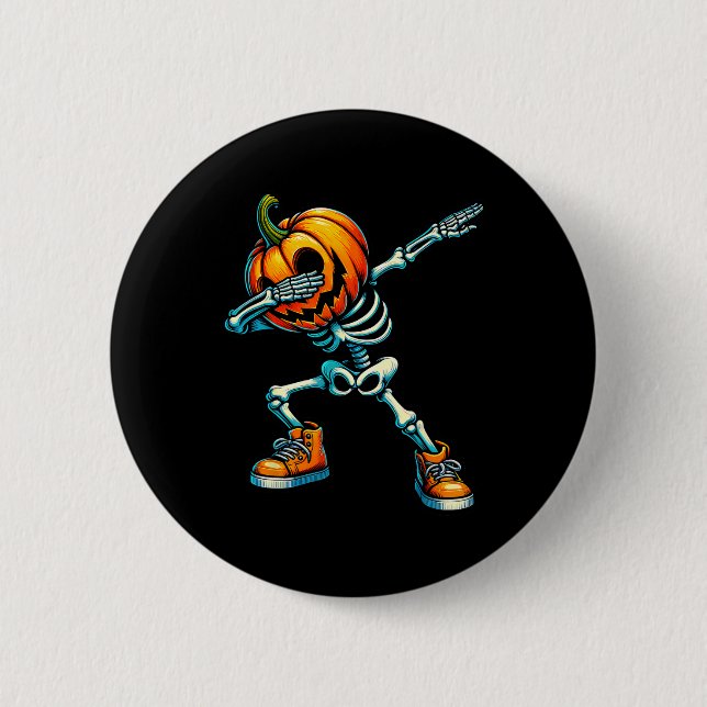 Halloween Skeleton Boys Trick Leckerei Funny Pumpk Button (Vorderseite)
