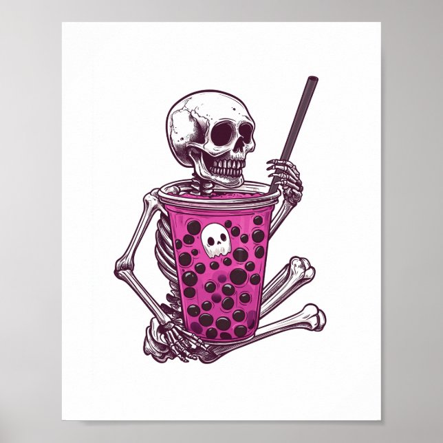 Halloween Skeleton Bubble Tee Poster (Vorne)