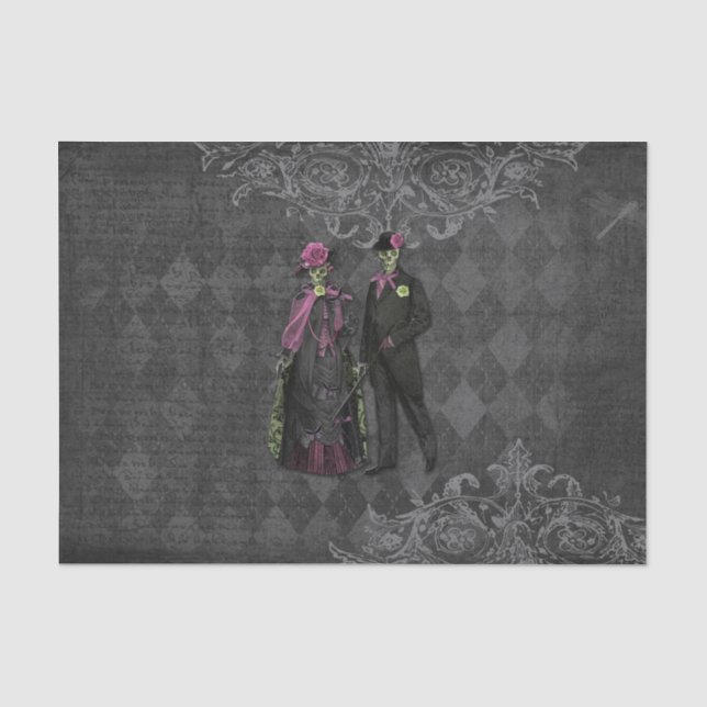 Halloween Skeleton Couple Seidenpapier (Vorderseite)