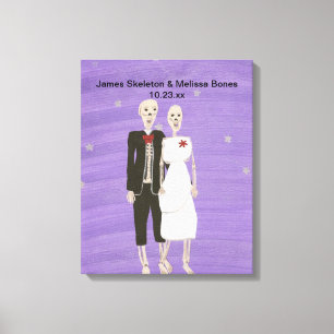 Halloween Skeleton Couple Wedding Wrapped Canvas Leinwanddruck