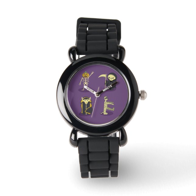 Halloween Skeleton Dracula Mummy Grim Sensenmann Armbanduhr (Vorderseite)