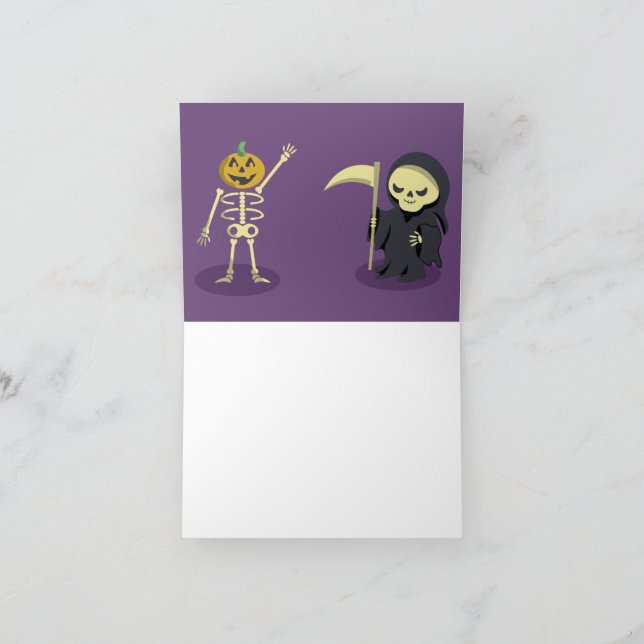 Halloween Skeleton Dracula Mummy Grim Sensenmann Dankeskarte (Innenseite)