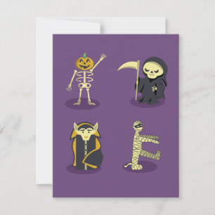 Halloween Skeleton Dracula Mummy Grim Sensenmann Einladung