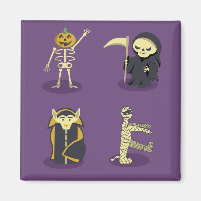 Halloween Skeleton Dracula Mummy Grim Sensenmann Magnet (Vorne)