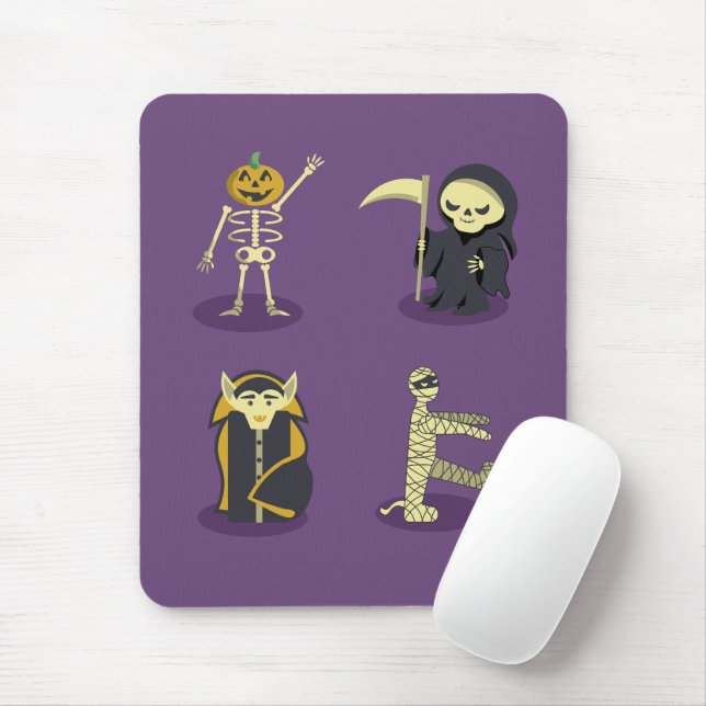 Halloween Skeleton Dracula Mummy Grim Sensenmann Mousepad (Mit Mouse)