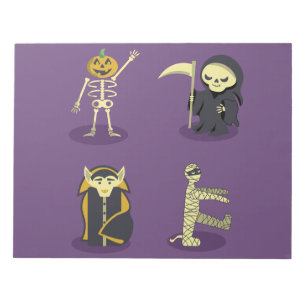 Halloween Skeleton Dracula Mummy Grim Sensenmann Notizblock