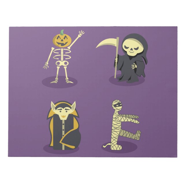 Halloween Skeleton Dracula Mummy Grim Sensenmann Notizblock (Vorderseite)