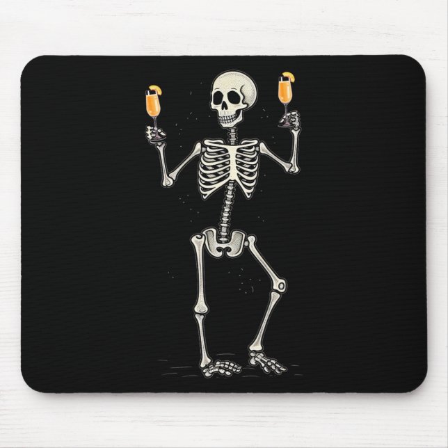 Halloween Skeleton Drink Peach Bellini Schwanz Mousepad (Vorne)