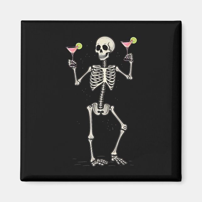 Halloween Skeleton Drinks Kosmopolitischer Schwanz Magnet (Vorne)