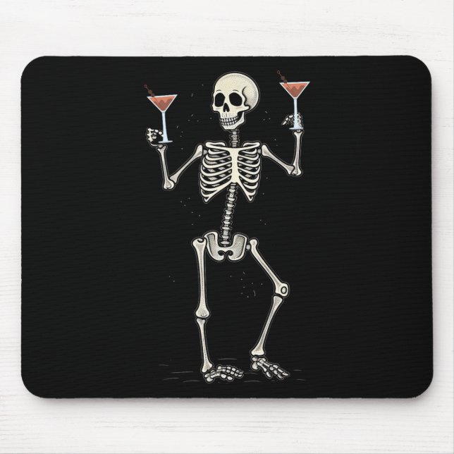 Halloween Skeleton Drinks Manhattan Schwanz Mousepad (Vorne)
