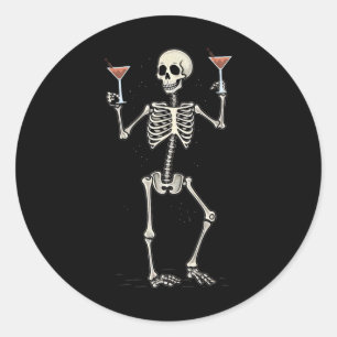 Halloween Skeleton Drinks Manhattan Schwanz Runder Aufkleber
