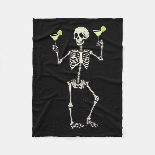 Halloween Skeleton Drinks Margarita Schwanz Fleecedecke (Vorderseite)