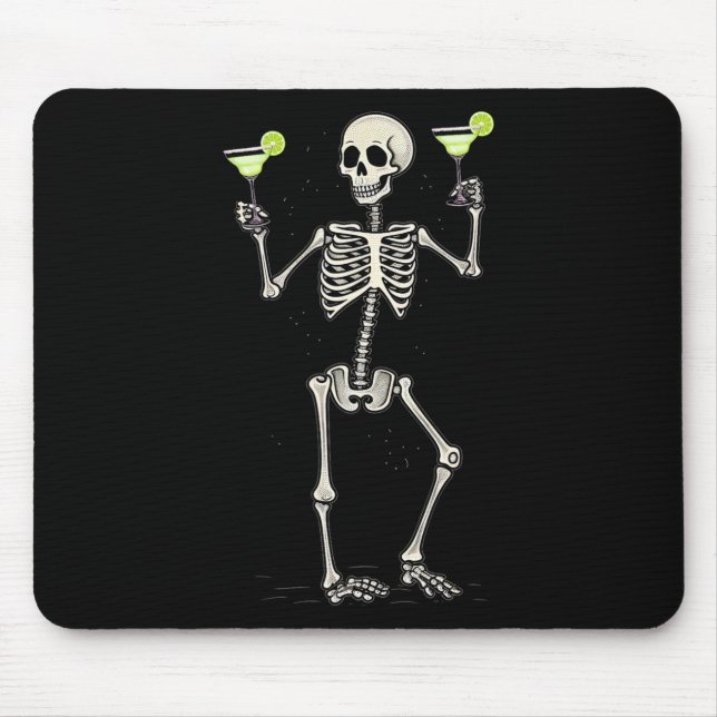 Halloween Skeleton Drinks Margarita Schwanz Mousepad (Vorne)