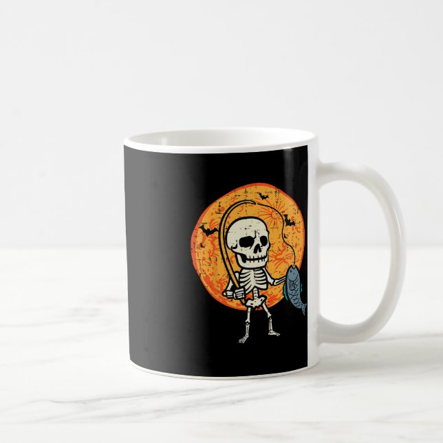 Halloween Skeleton Fischereikostüm Fischer Männer  Kaffeetasse (Rechts)