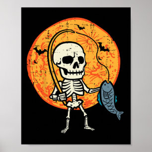 Halloween Skeleton Fischereikostüm Fischer Männer Poster