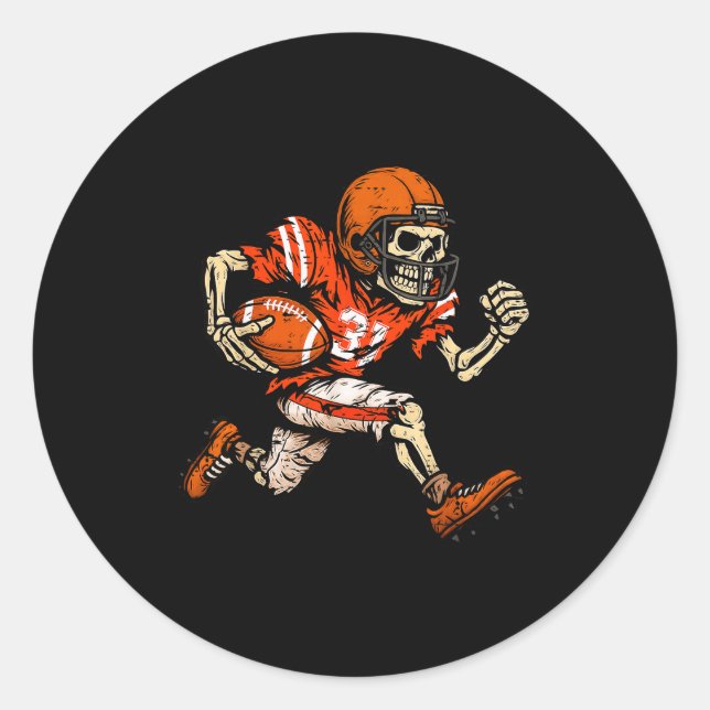 Halloween Skeleton Football Player Soky Season Men Runder Aufkleber (Vorderseite)
