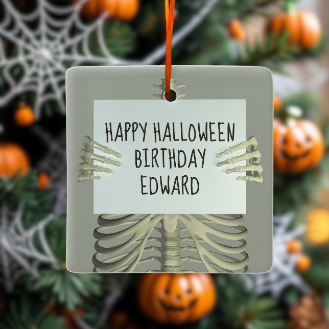 Halloween Skeleton Foto Ornament (A fun ornament for October 31st birthdays)