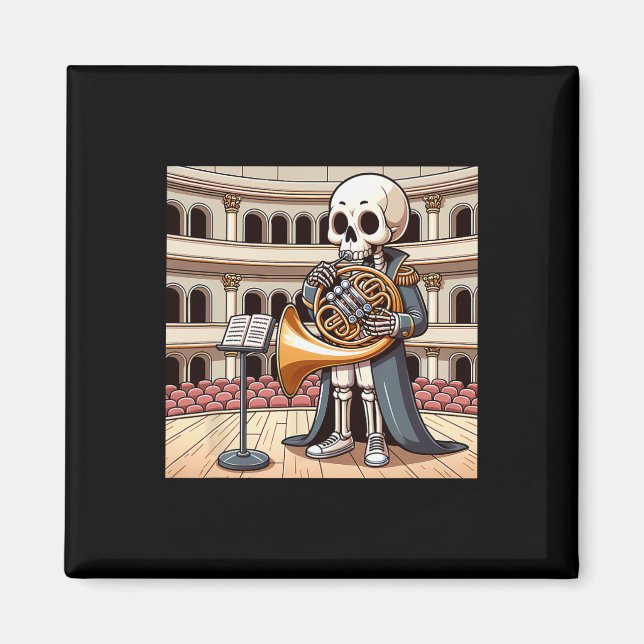 Halloween Skeleton French Horn Magnet (Vorne)