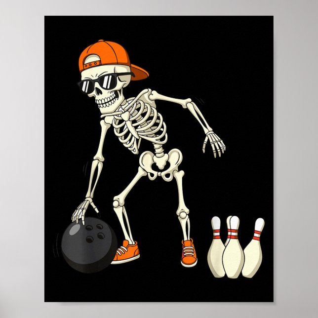 Halloween Skeleton Funny Bowling Lovers For Teens  Poster (Vorne)