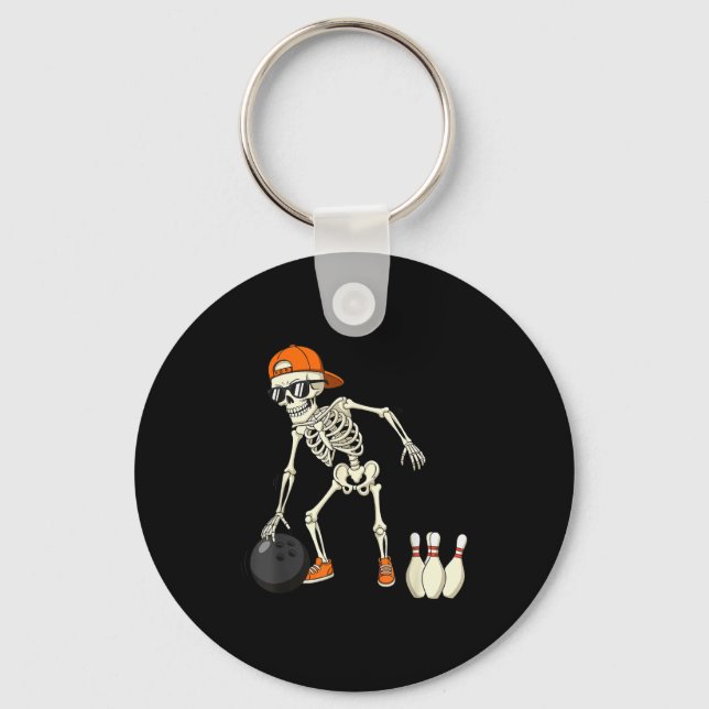 Halloween Skeleton Funny Bowling Lovers For Teens  Schlüsselanhänger (Vorderseite)