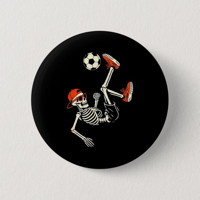 Halloween Skeleton Funny Soccer Shirt For Teens Bo Button (Vorderseite)