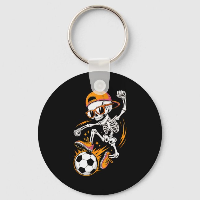 Halloween Skeleton Funny Soccer Shirt For Teens Bo Schlüsselanhänger (Vorderseite)
