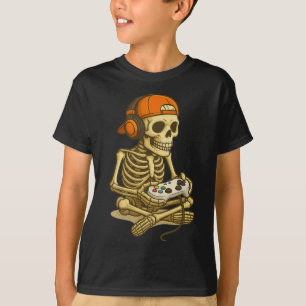 Halloween Skeleton Gamer Gamer Boys Men Kid T-Shirt