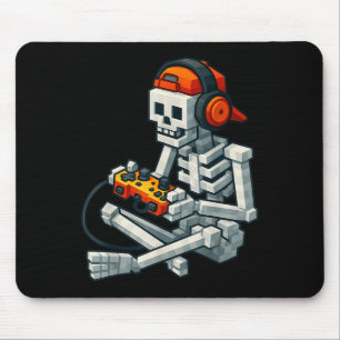 Halloween Skeleton Gamer Pixel Video Gaming Boys M Mousepad