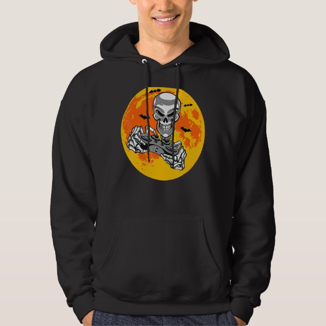 Halloween Skeleton Gamer Video Gaming Boys Men Kid Hoodie (Vorderseite)