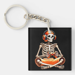 Halloween Skeleton Gamer Video Gaming Liebhaber Schlüsselanhänger