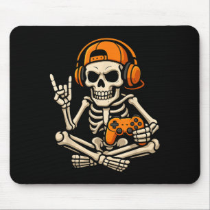 Halloween Skeleton Gamer Video Gaming Teenage Boy Mousepad