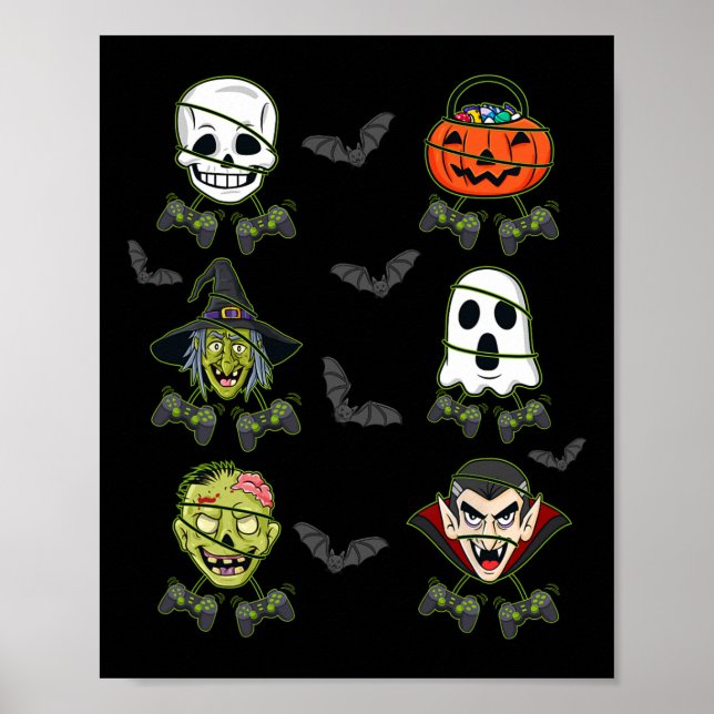 Halloween Skeleton Gaming Witch Vampire Zombie Boy Poster (Vorne)